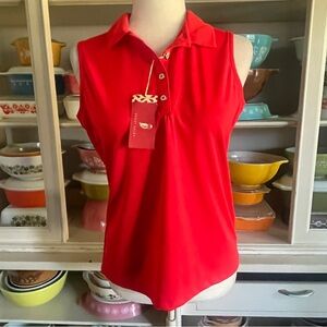 Sport Haley Red Sleeveless Golf Shirt - Size Medium